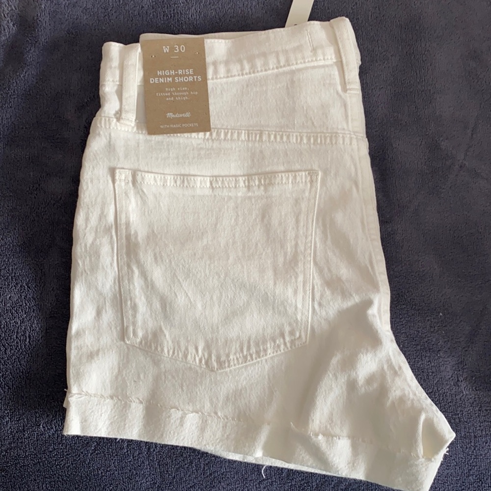 High rise denim shorts